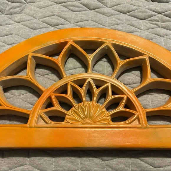 Sunburst Orange Wall Decor with flower